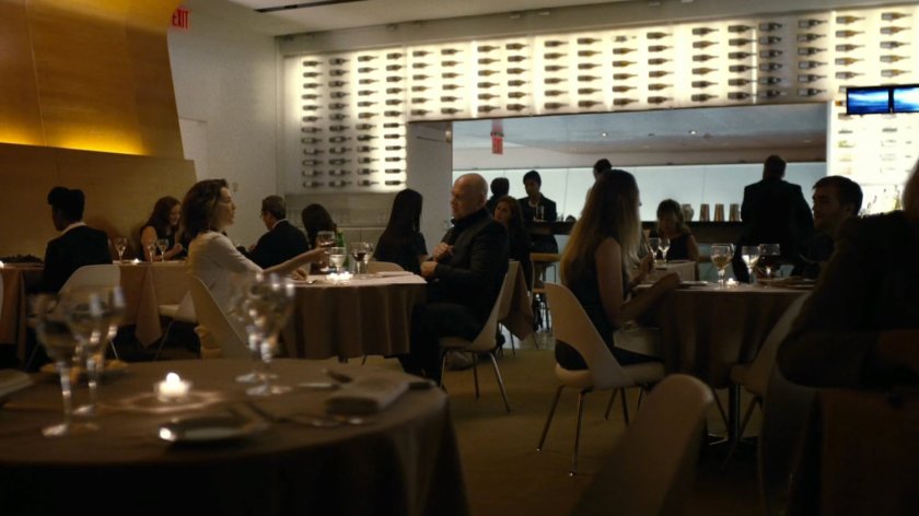 Vanessa and Fisk inside Brassarie restaurant.