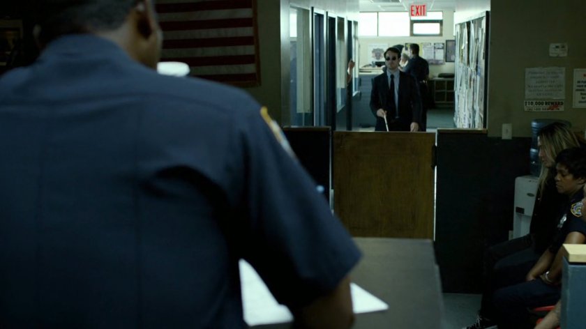 Matt walks up to 15th Precinct front desk.