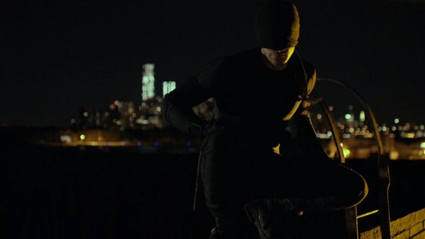 Daredevil on roof of Russian offices.