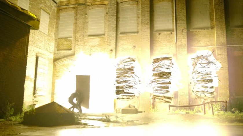 Explosion rips through exterior of Russian warehouse.