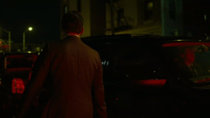 Wesley gets into car of Fisk motorcade.