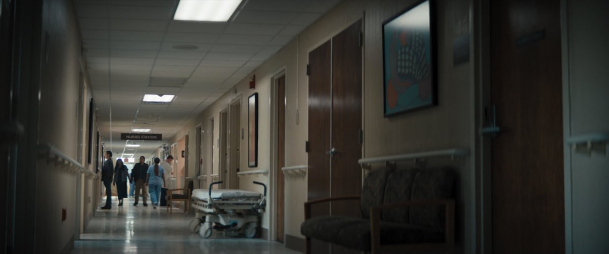 The hallway of a hospital.