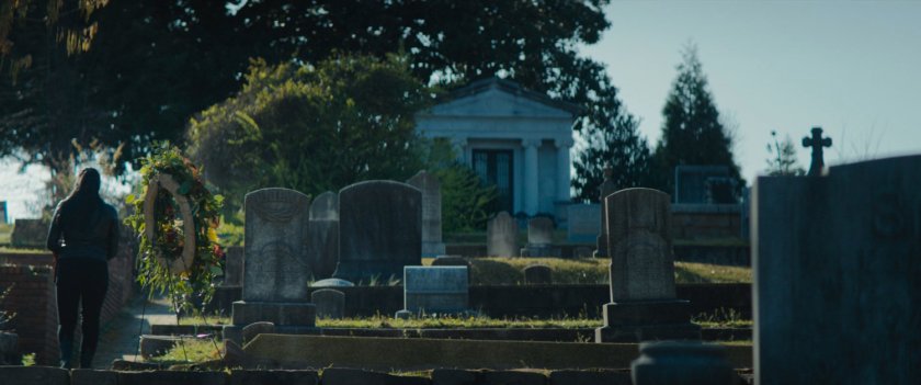 Maya in a Brooklyn cemetery.