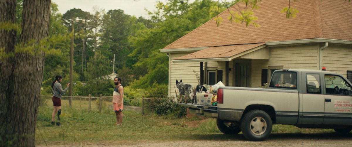 Maya and Biscuits outside Lopez house.