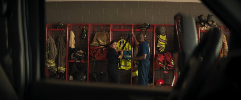 Bonnie inside Tamaha Fire Department.