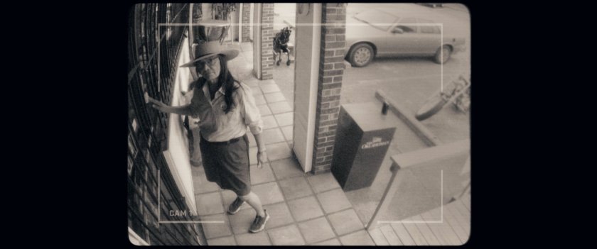 Chula on security feed outside Skully's Pawn shop.