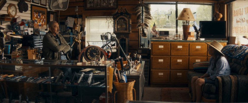 Skully and Chula inside Skully's Pawn Shop.
