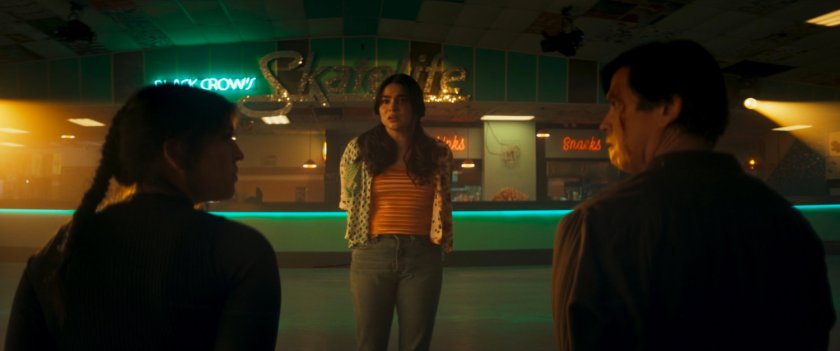 Maya, Bonnie, and Henry inside of Black Crow's SkateLife Roller Skating.