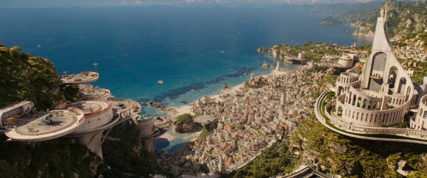 Aerial view of city on Aladna.