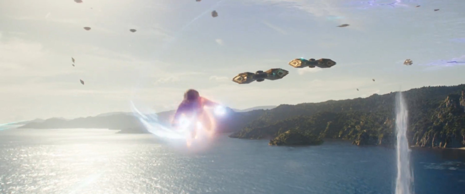 Carol flying above Aladna sea and coast.