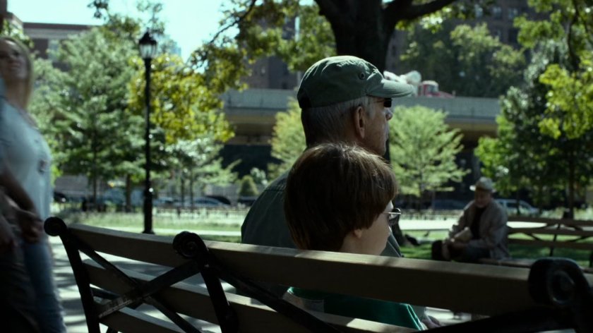 Stick and young Matt in a city park.
