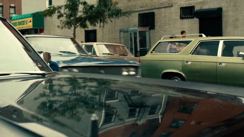 Cars line a Hell's Kitchen neighborhood circa 1971.