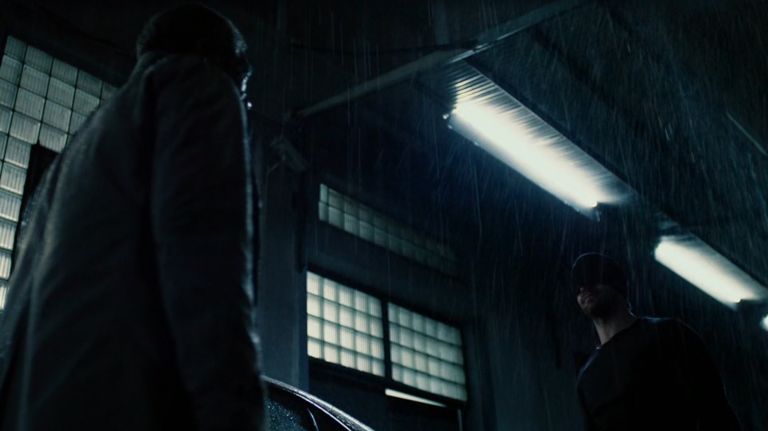 Ben Urich and Daredevil in parking lot of New York Bulletin.