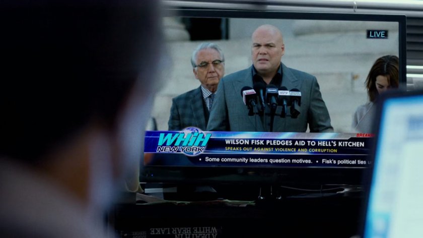Wilson Fisk on a televised press conference.