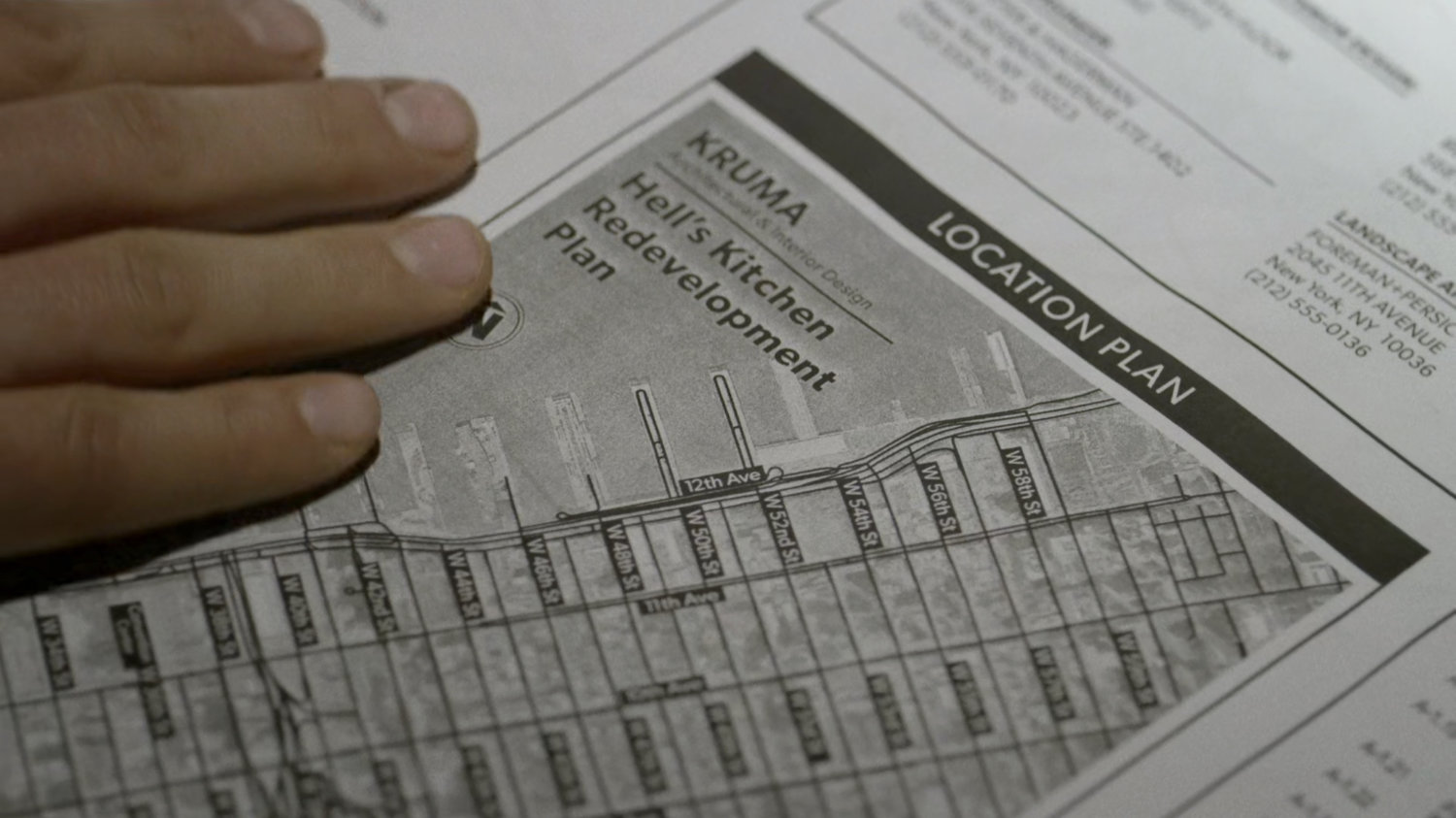 Closeup of Hell's Kitchen redevelopment plan.