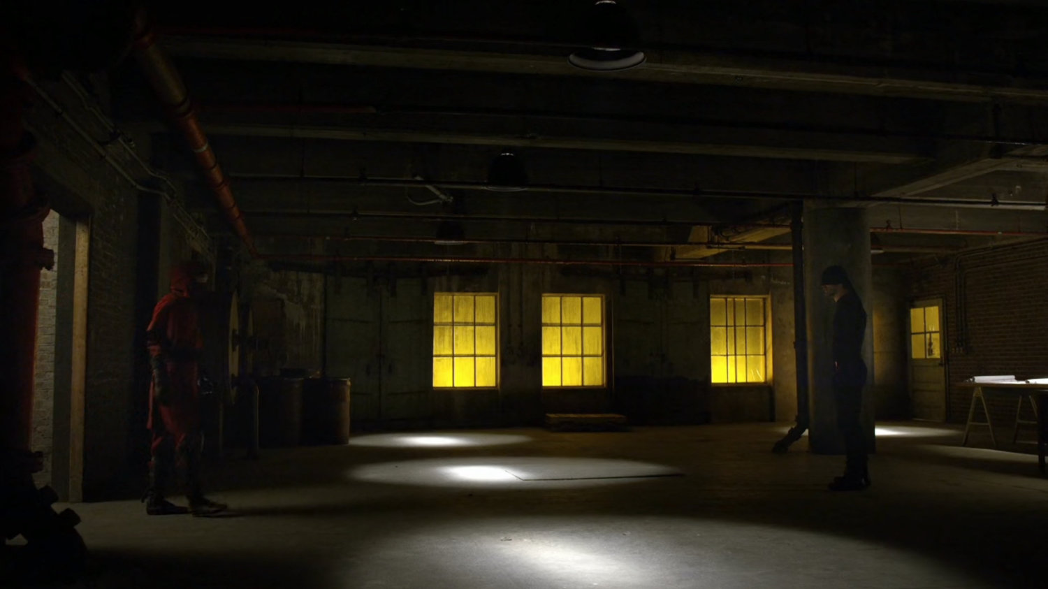 Nobu and Daredevil inside warehouse at Pier 81.