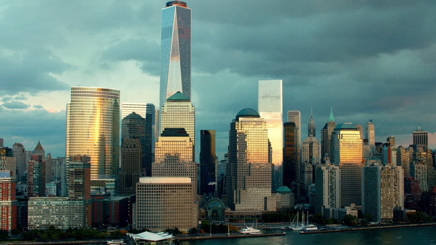 Aerial shot of lower part of Manhattan.
