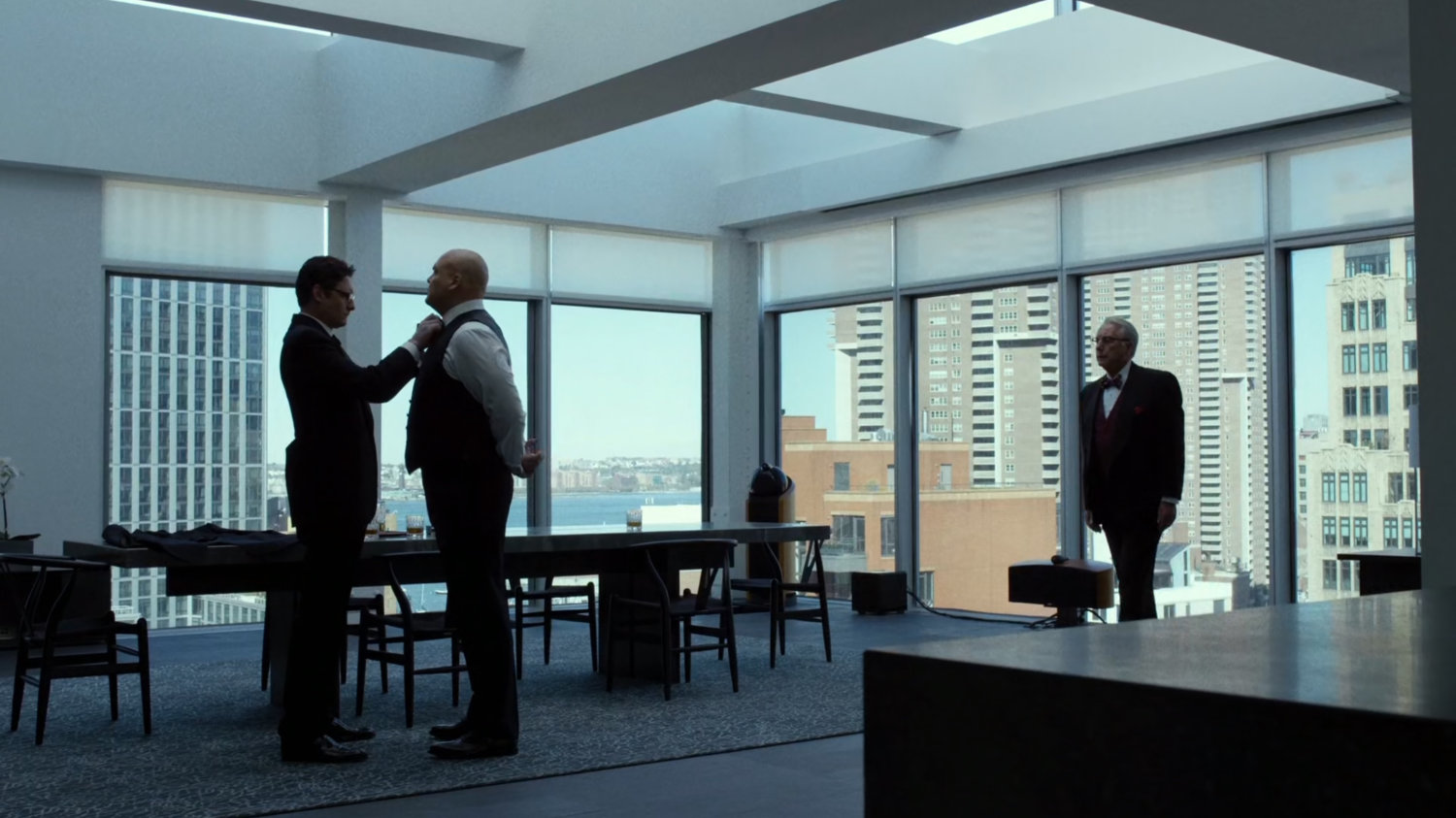 Leland, Wesley, and Wilson Fisk inside his penthouse.