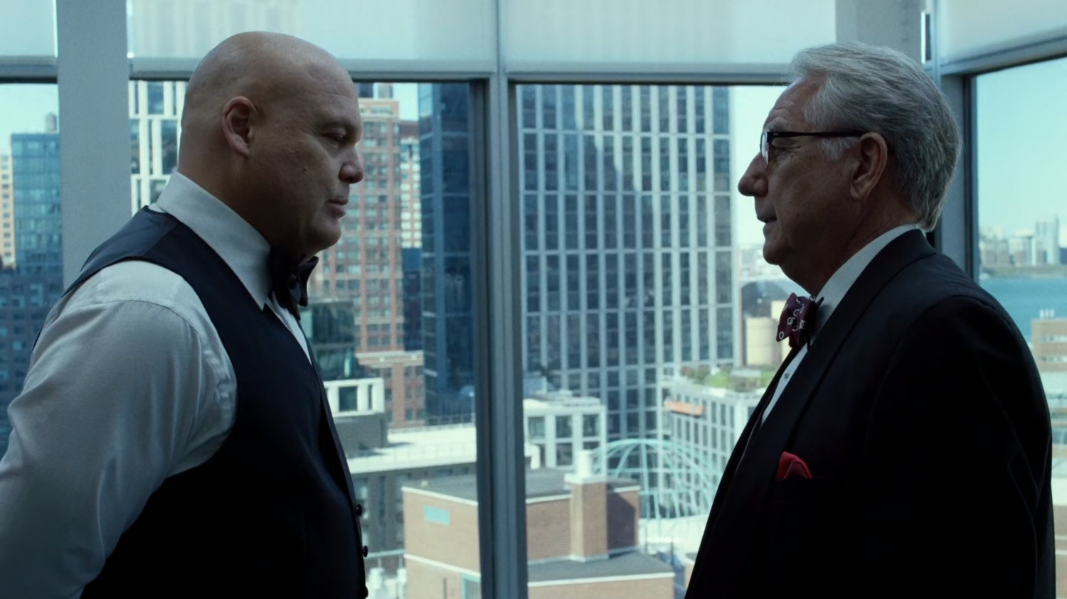 Leland Owlsley and Wilson Fisk inside his penthouse.