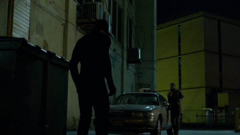 Daredevil confronts Ben in parking lot of New York Bulletin.