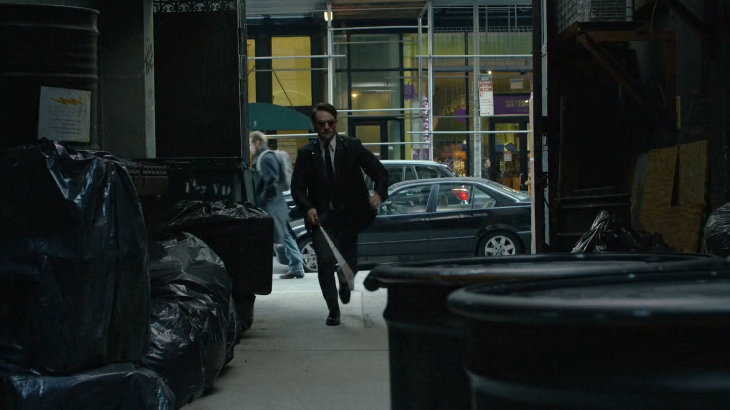 Matt runs into alley.