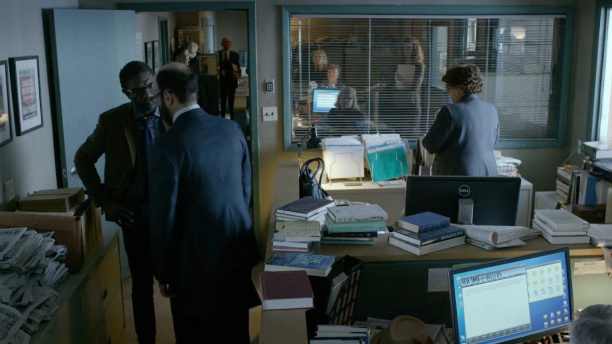 Interior of New York Bulletin office bullpen.