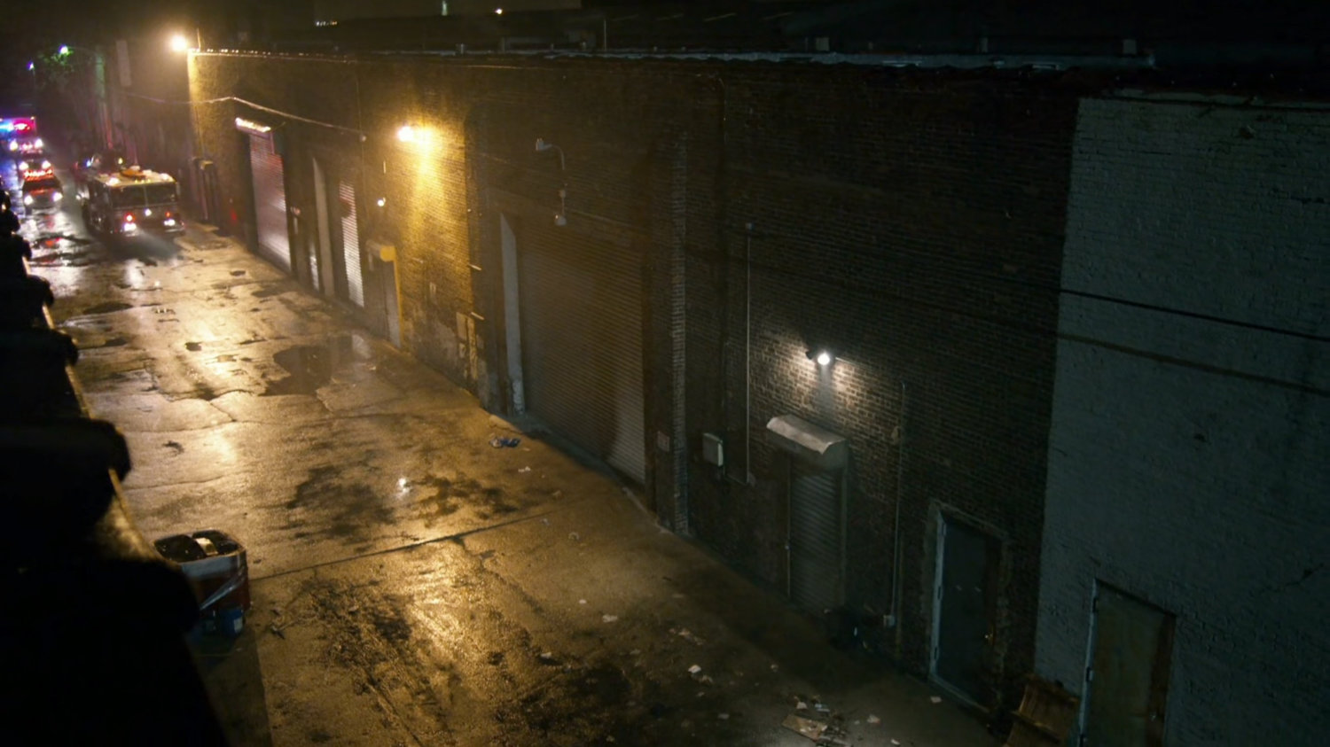 Alleyway outside rear of Gao's warehouse.