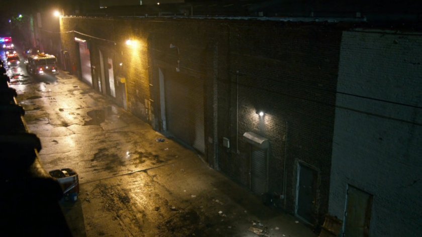 Alleyway outside rear of Gao's warehouse.