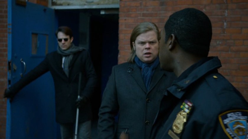 Matt, Foggy and Brett in back of 15th precinct station.