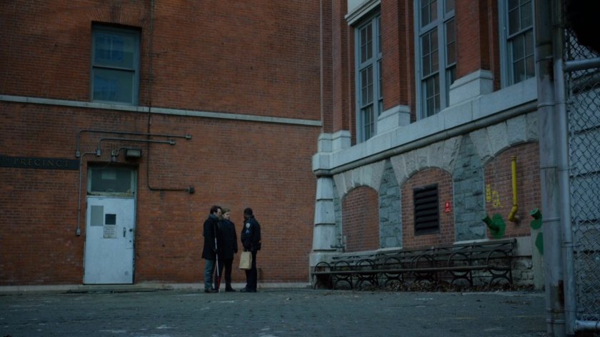 Matt, Foggy and Brett in back of 15th precinct station.