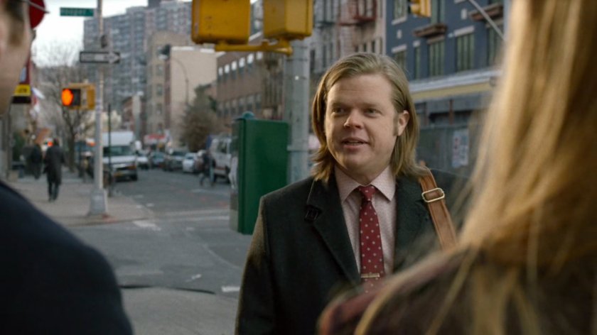 Foggy on sidewalk outside Nelson and Murdock office building.