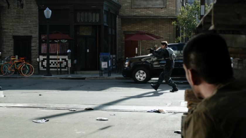 ATCU Officers move down a street in Seattle neighborhood.