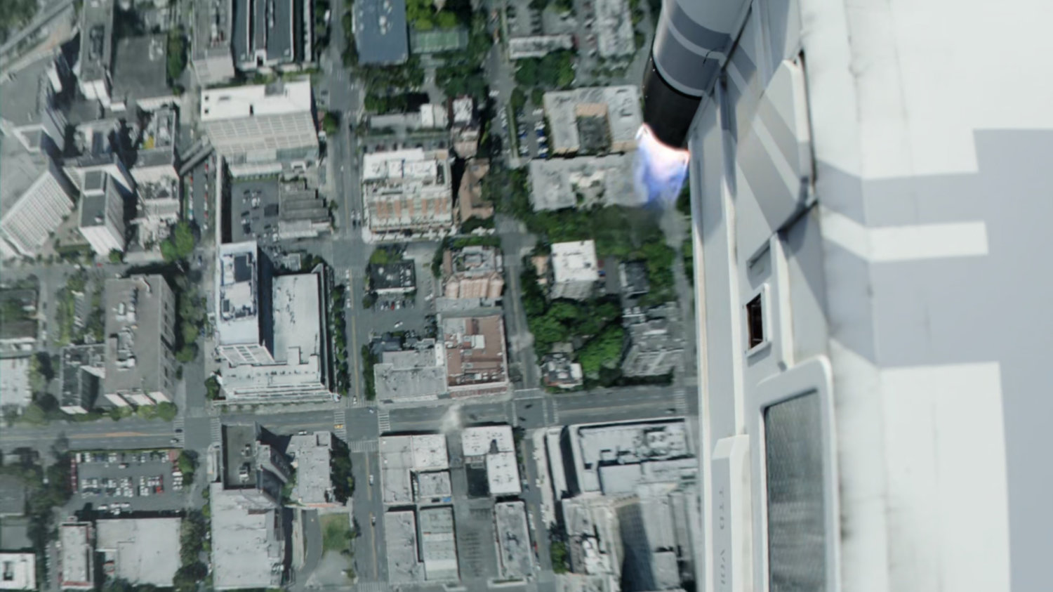 SHIELD containment module rockets upwards from Seattle neighborhood.