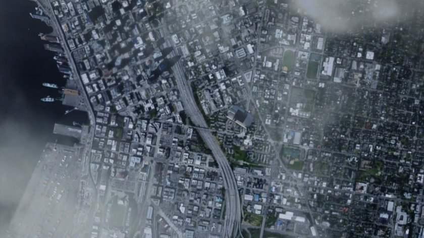 SHIELD containment module rockets upwards from Seattle neighborhood.