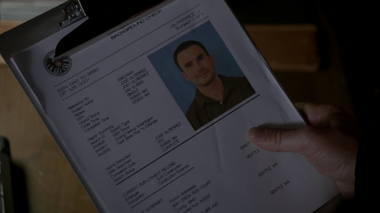 Data sheet on Joey Gutierrez.