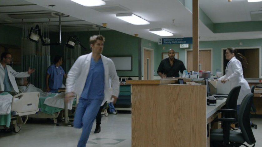 Lincoln in hospital nurse station.