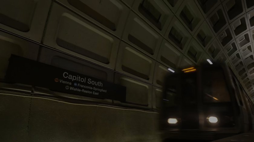 Metro train in Washington DC station.