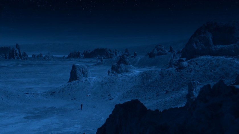 Wide shot of rock formations and canyons on Maveth.
