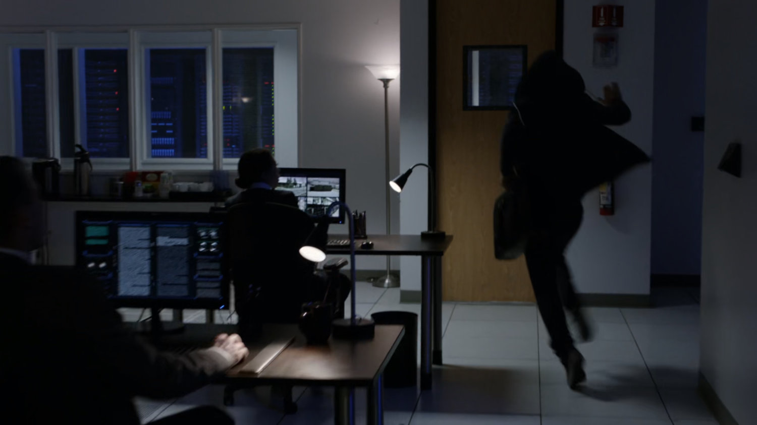 Hunter running out of the ATCU computer room.