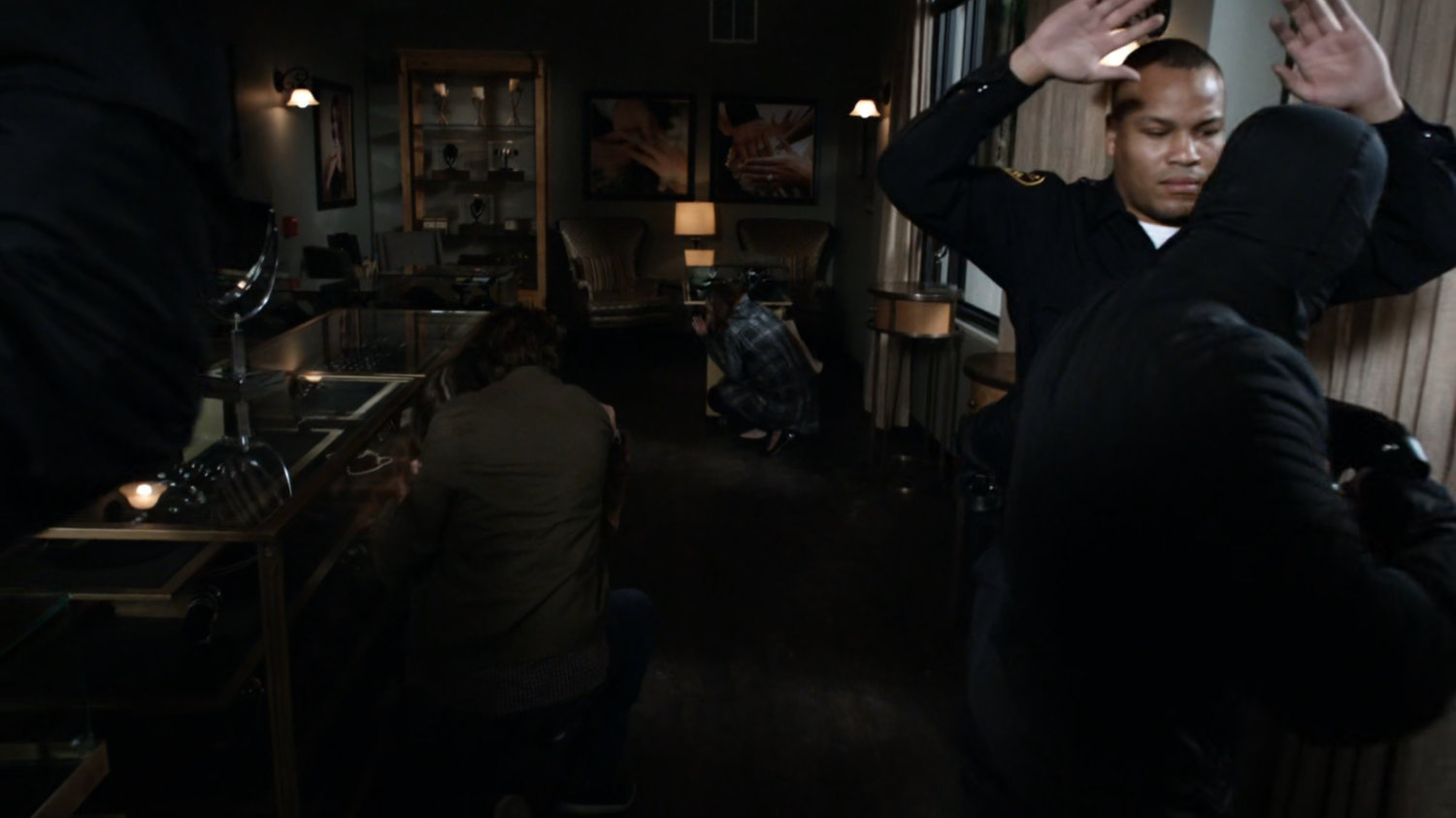 A robbery in a jewelry store.