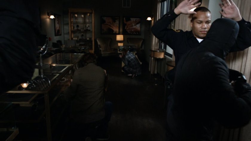 A robbery in a jewelry store.