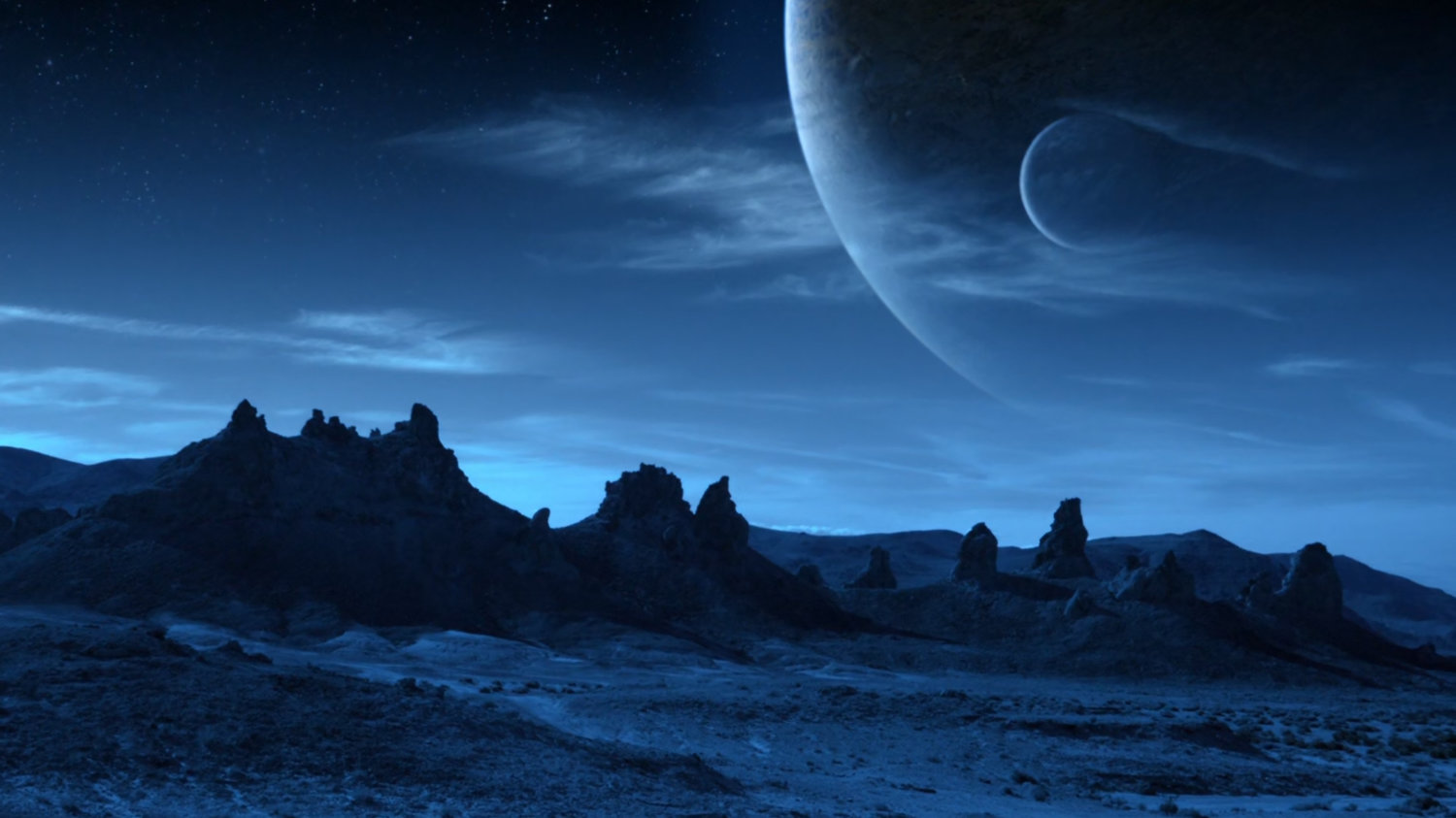 Maveth landscape and moons in sky.