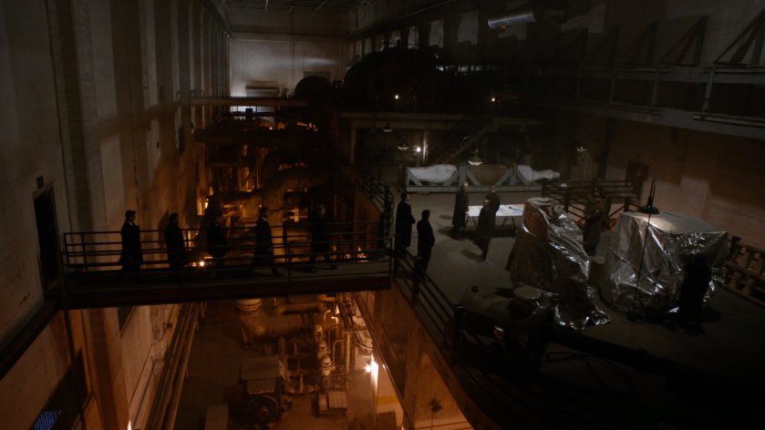 High angle view inside Russian power plant.