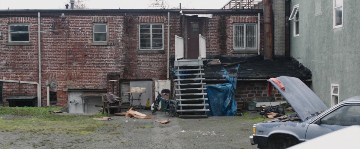 The back of Wade's apartment.
