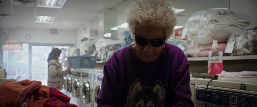 Blind Al in a laundromat.