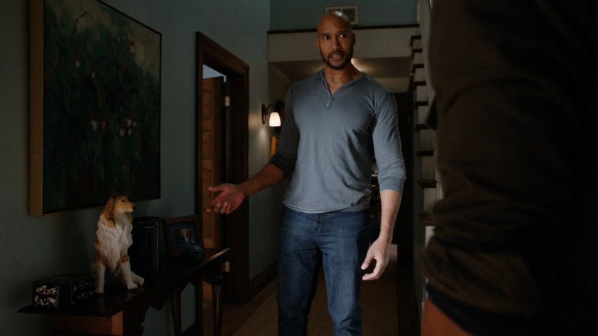 Mack inside his brother's house.