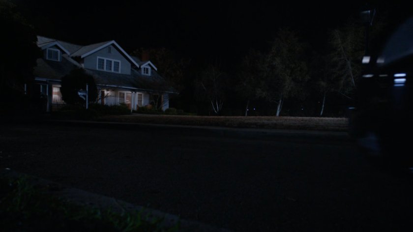 Nighttime exterior of Mackenzie house.