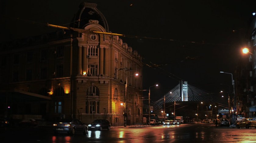 Night shot of Bucharest street.