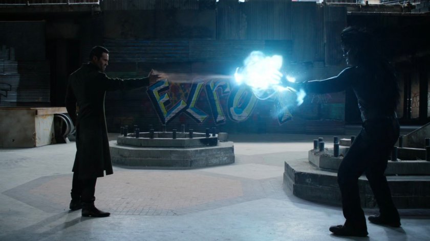 Hive fighting Lash inside of an abandoned shopping mall.