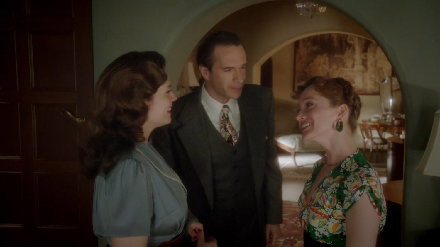 Peggy, Jarvis, and Ana in the Jarvis residence.